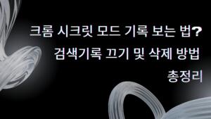 크롬 시크릿 모드 기록 보는 법? 검색기록 끄기 및 삭제 방법 총정리
